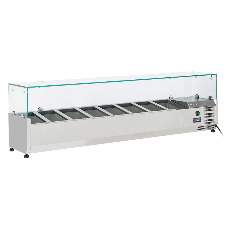 Kühlaufsatzvitrine für 8x GN 1/4 , Edelstahl , 180 cm breit, WR-SX18-V5