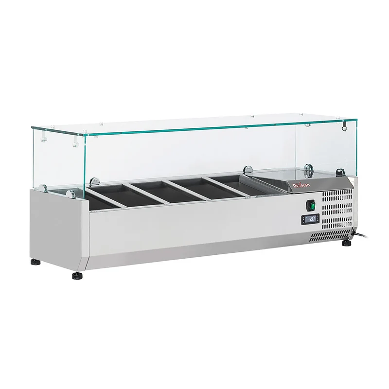 Kühlaufsatzvitrine für 5 x GN 1/4 , 120 cm , mit Glasaufbau, WR-SX12-V1