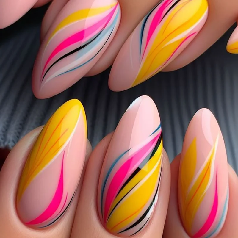 Artistische Ombre Swirl Press-On Nägel Karnz