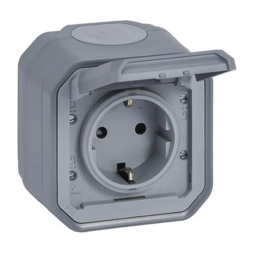 Legrand 069733L Plexo German Socket Outlet Screw Grey Surface