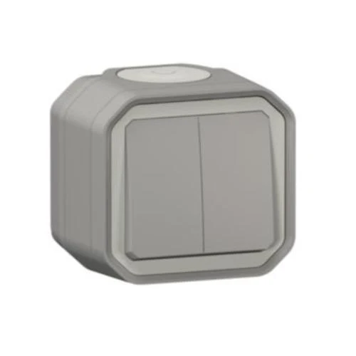 Legrand 069715L Plexo 2-Gang Switch or Push Button 10A IP55 Grey Surface