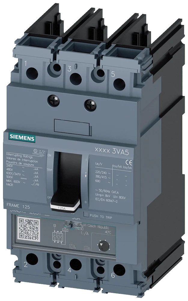 Siemens 3VA5112-4EC31-0AA0 Molded-Case Circuit Breaker 3P 125A 25kA