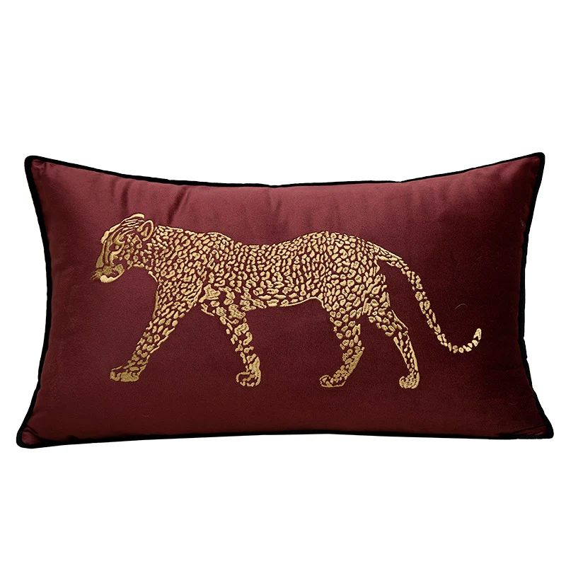 Künstlerische Leoparden bestickte dekorative Kissenbezug