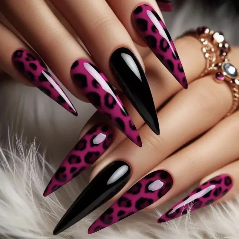 Fierce Leopard Print Stiletto Nagelerweiterungen Karnz