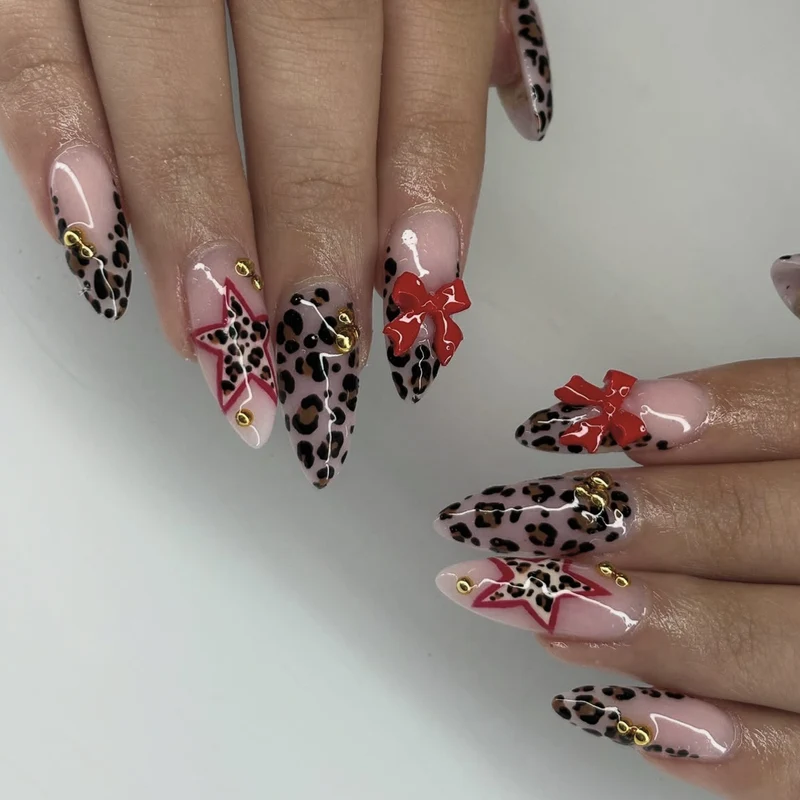 Fierce Leopard Print Stiletto Nagelkunstverlängerungen Karnz