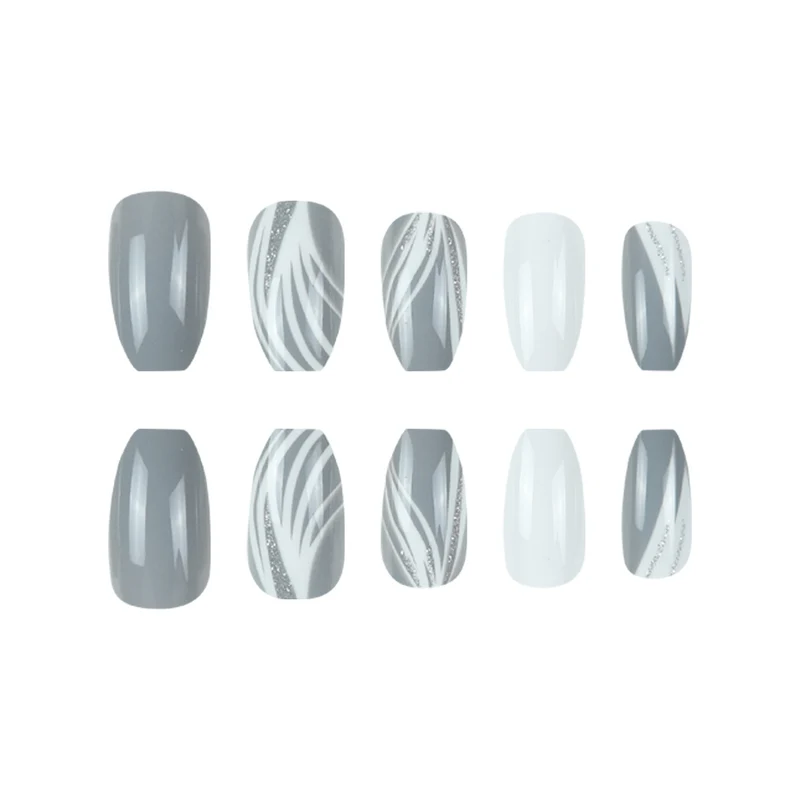 Glänzendes Stiletto Press-On Nagelset mit glitzerndem Design Karnz
