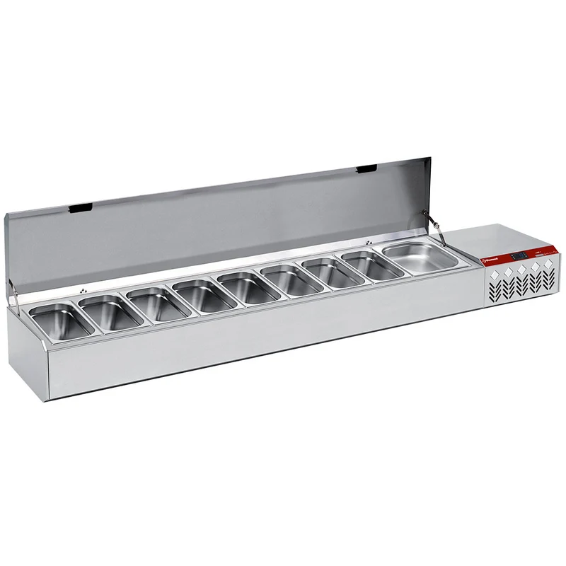 Kühlaufsatzvitrine für 10 x GN 1/3 Behälter , Edelstahl, SY219G/CP9