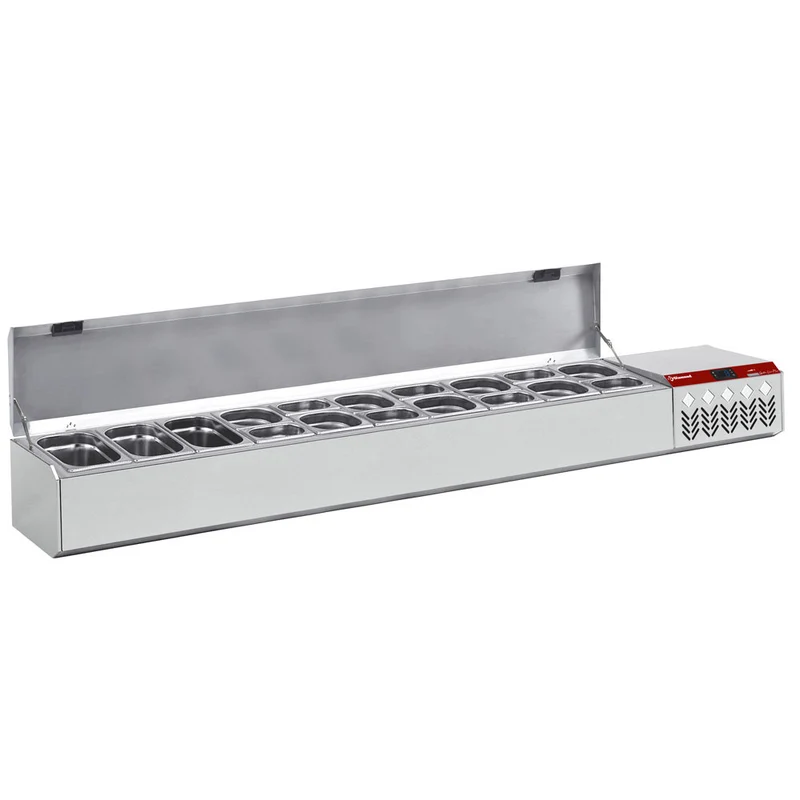 Kühlaufsatzvitrine 2260 mm , für 10x GN 1/4 + 1x GN 1/9 Behälter, SX219G/CP9