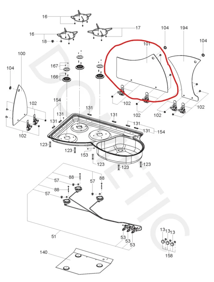 DOMETIC Kocher-Glasabdeckung, Teile-Nr. 407144921