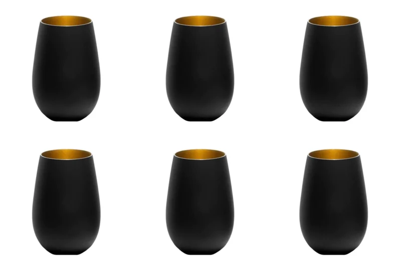 6er Set Elements Becher 465ml schwarz/gold