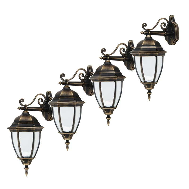 Rabalux-Wandleuchte, für den Außenbereich, IP44, E27, max. 60 W, Antikgold, Toronto, 4 Stück