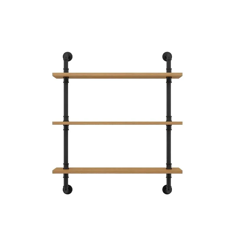 Wandregal aus Holz, 140–240 cm, mit Metallhalterungen