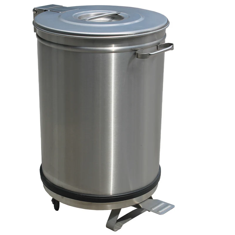 Profi Edelstahl-Abfallsammler fahrbar , 95 Liter mit Tretmechanik, PCRA/105B