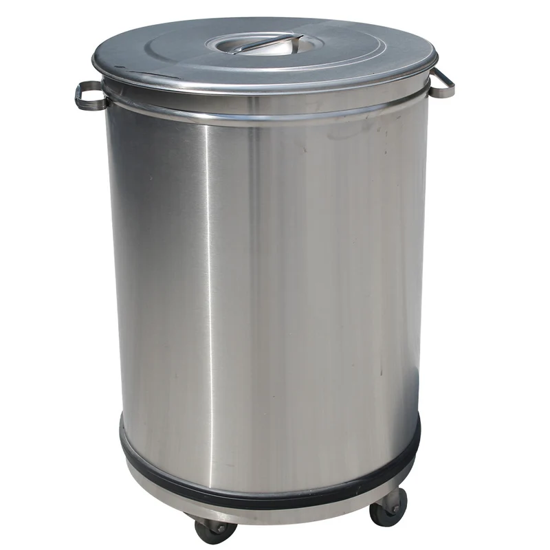 Fahrbarer Edelstahl-Abfalleimer 50 Liter , mit Deckel , Gastro-Qualität, PCR/50B