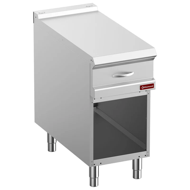 CNS Arbeitsschrank 400mm , Mit Schubladen & offenem Unterbau GN 1/1 , Tiefe 900mm, N9/PTAC4-N