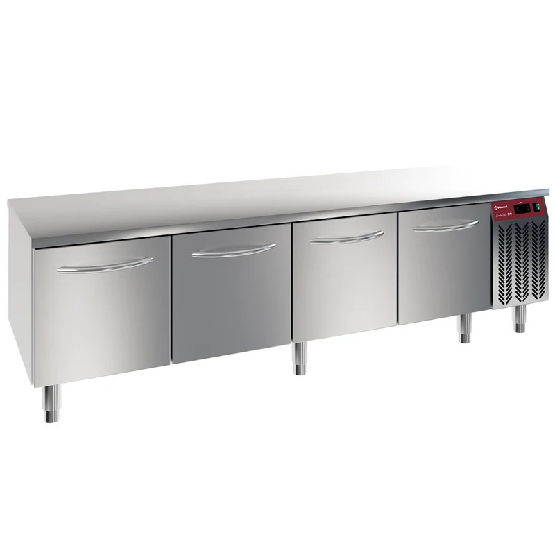 Profi Kühlunterbau 205 cm , 4 x GN 1/1 Schubladen , Edelstahl, N77/R420G-9C