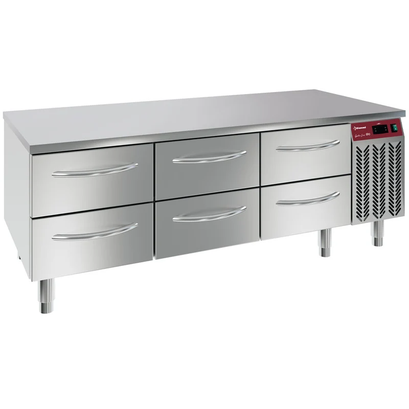 Kühlunterbau mit 6 Schubladen GN 1/1 , 160 cm , Edelstahl, N77/R316G-9E