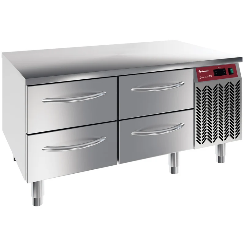 Kühlunterbau mit 4 Schubladen GN 1/1 , 120 cm , Edelstahl, N77/R212G-9D
