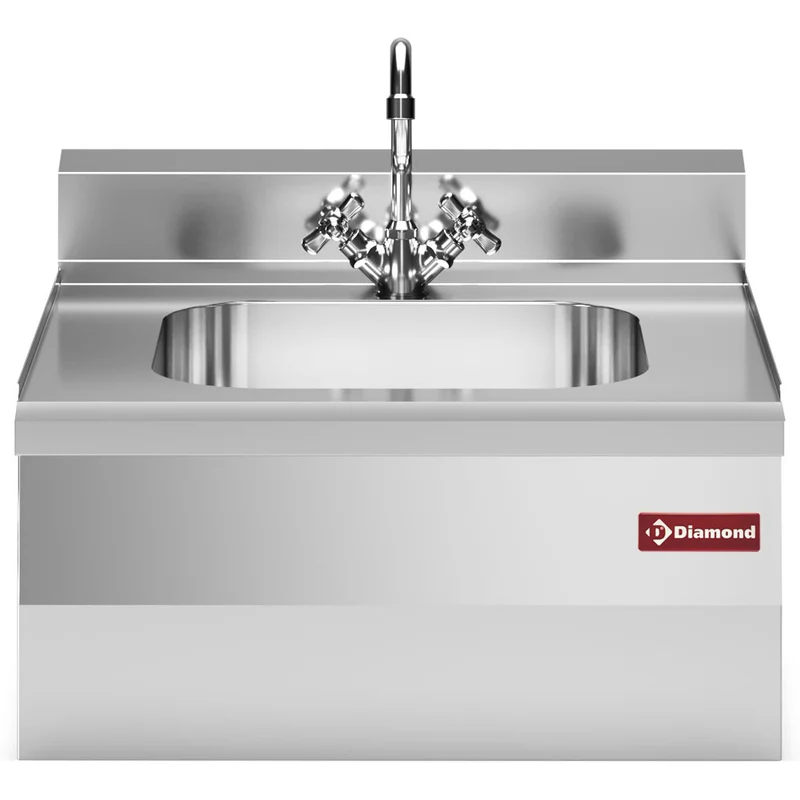 Gastro Einbauspülbecken 40x40 cm , Edelstahl , Komplett-Set, N60/LV6T-N