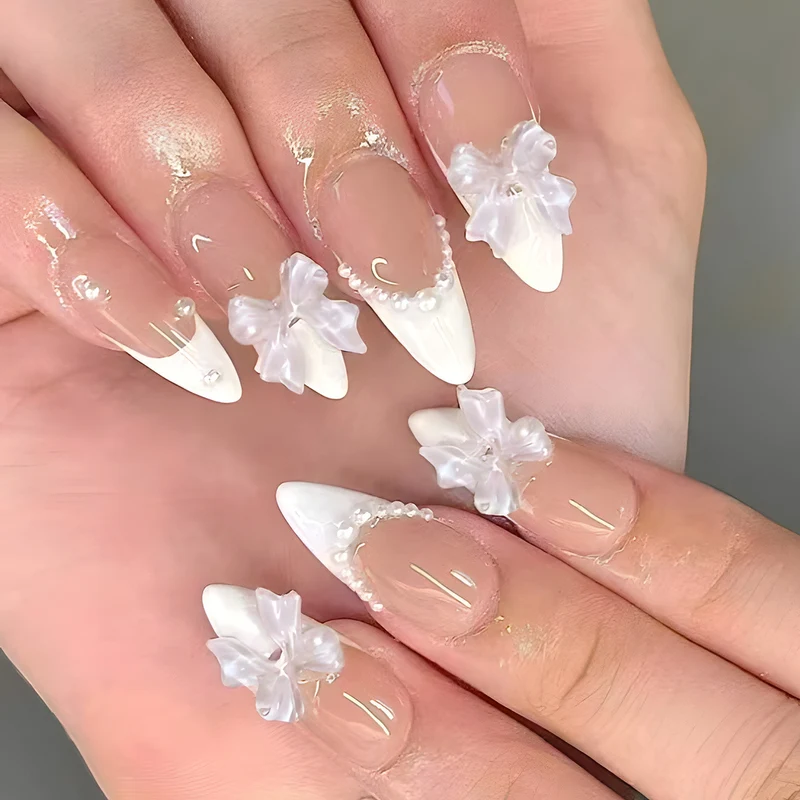 Elegante Floral Stiletto Press-On Nägel Karnz 1789085795