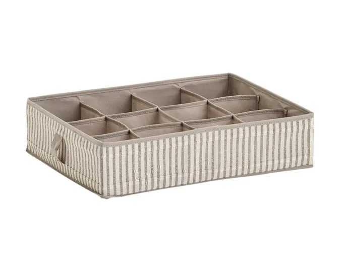 ZELLER Aufbewahrungsbox Vlies Stripes beige 12 Fächer 44x34x11 cm