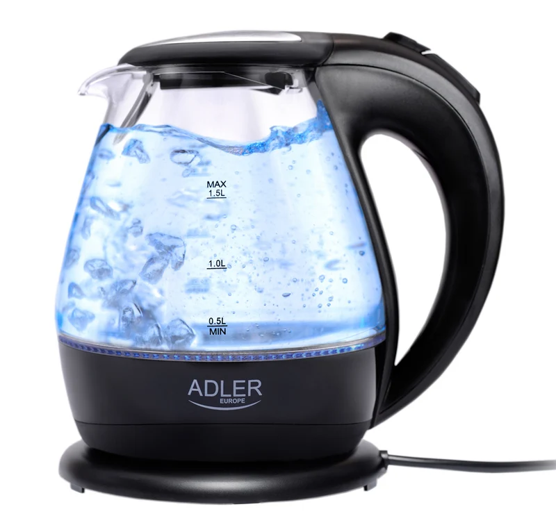Adler AD 1224 Glas-Wasserkocher 1,5 L schwarz/transparent