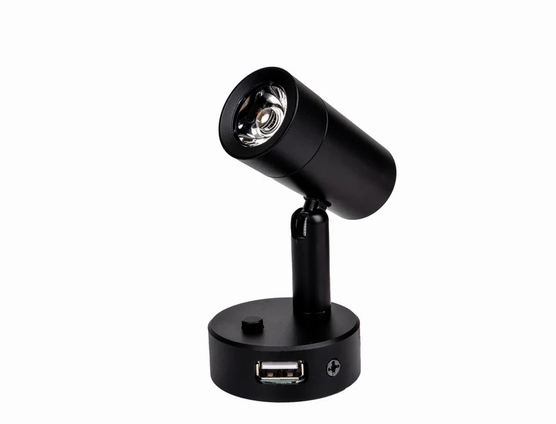 LED-Spot Minitube D4 mit USB – 12 V, 90 lm, Schwarz matt