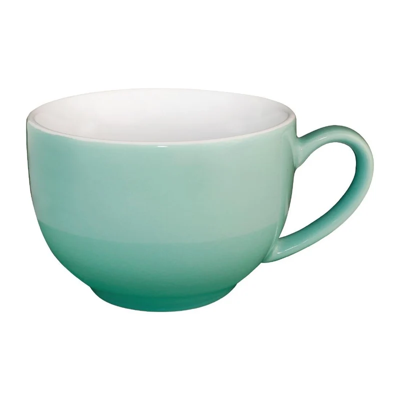 Skodelice za cappuccino Aqua 34cl, set 12 | Olympia | Barvni porcelan z zavihanimi robovi