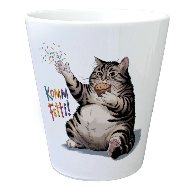 Pummelige Katze Blumentopf - Komm Fetti