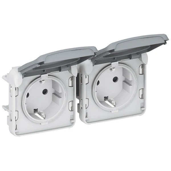 Legrand 069576 Plexo Double Prewired German Socket 16A 250V Grey