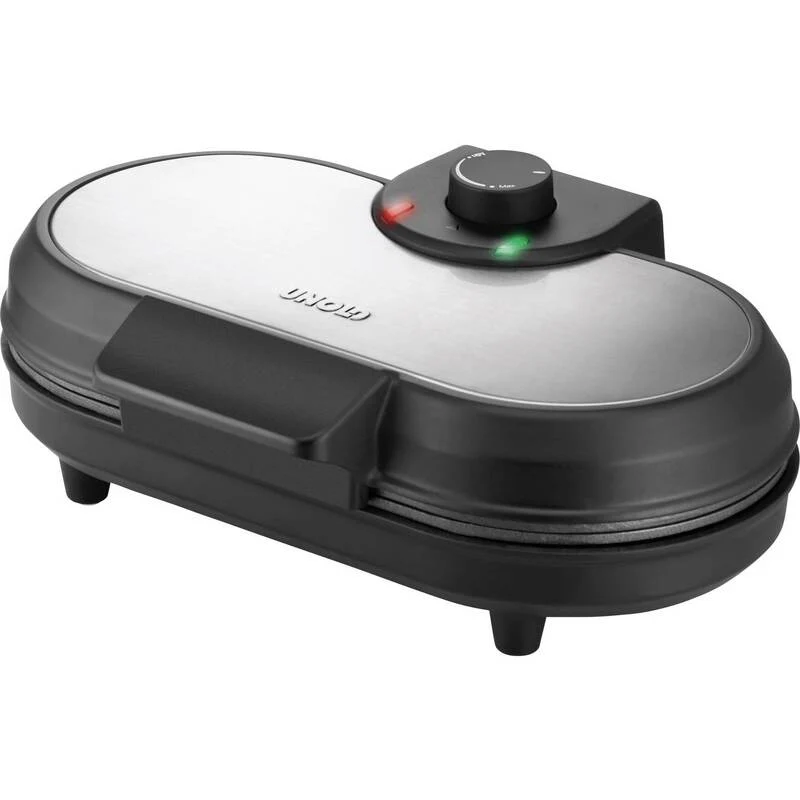 B-Ware Unold Doppel-Pancake-Maker Schwarz Edelstahl 1000W Antihaftbeschichtung 2-fach