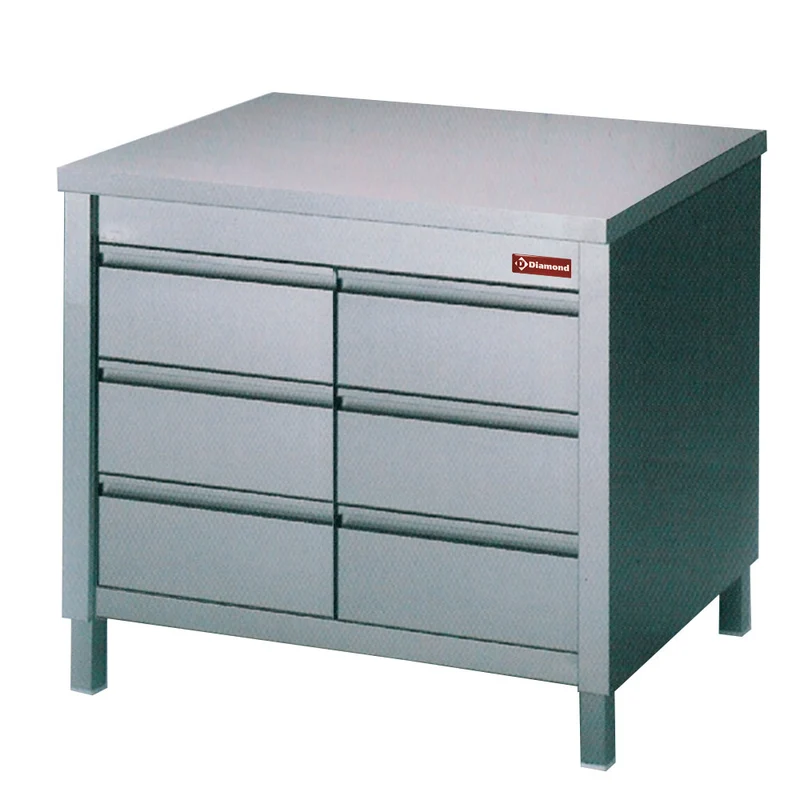Edelstahl Arbeitsschrank mit 6 Schubladen GN 1/1 , 100 cm, TACS107/U
