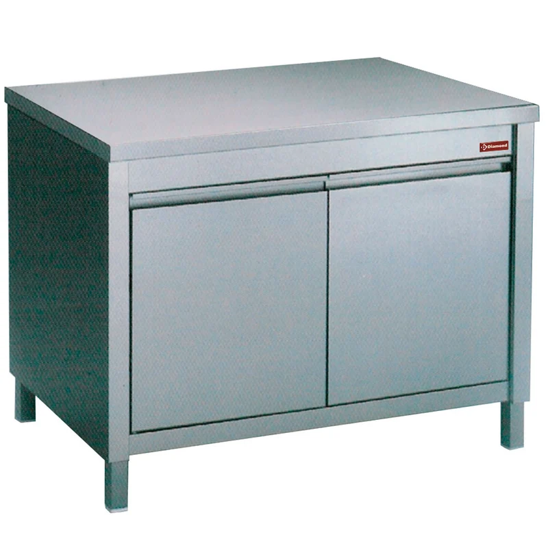 Edelstahl-Arbeitsschrank mit 2 Flügeltüren , 80 cm breit, TA87/U