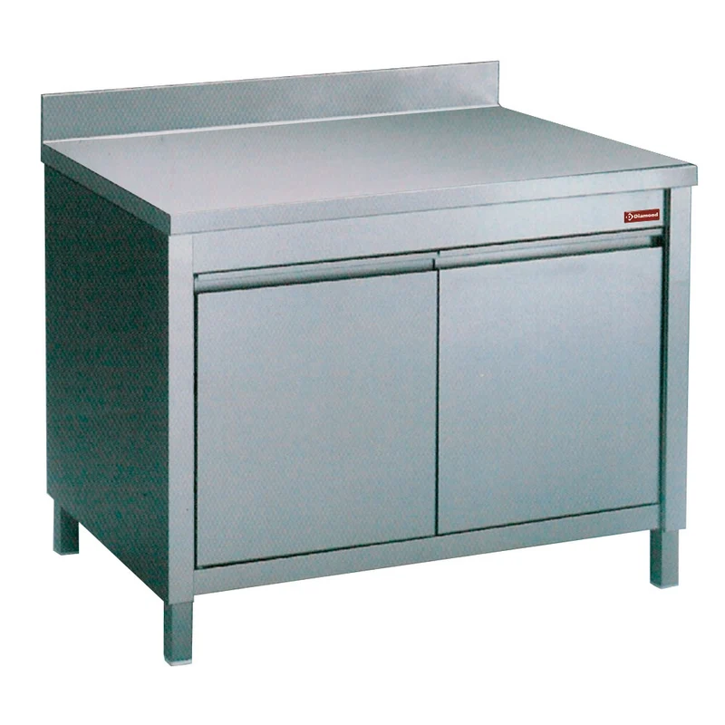 Edelstahl Arbeitsschrank 80 cm , 2-türig mit Aufkantung, TA87/U-D