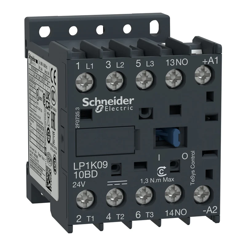 Schneider LP1K0910BD TeSys K Contactor 3P 9 A 24V DC Coil