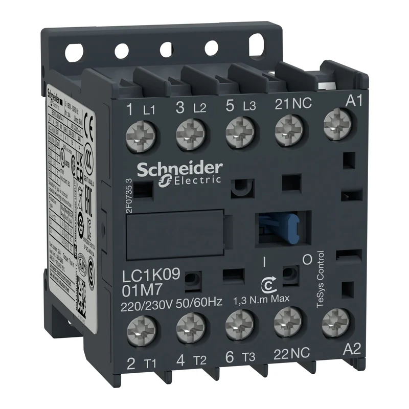 Schneider LC1K0901P7 TeSys K Contactor 3P 9A 2.2kW 230V AC Coil