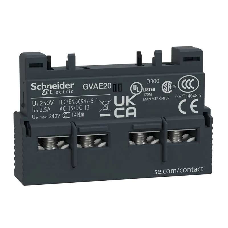Schneider GVAE20 TeSys Deca Auxiliary Contact Block 2NO Front Mount GV2