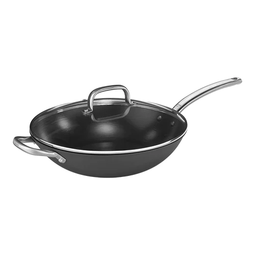 Lahek wok iz litega jekla z neprijemljivim premazom in steklenim pokrovom Ø32 cm | Pujadas Steel Pro 1921 | 4.4 L