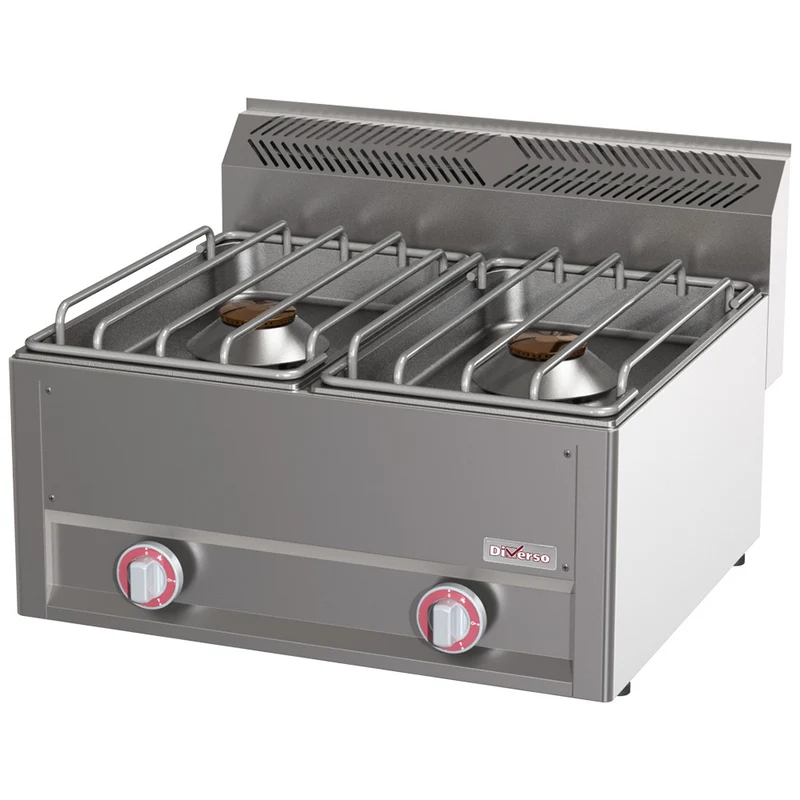 Profi Gas-Tischkocher 2-flammig , 16 kW , Edelstahl, WR-G2FH-14