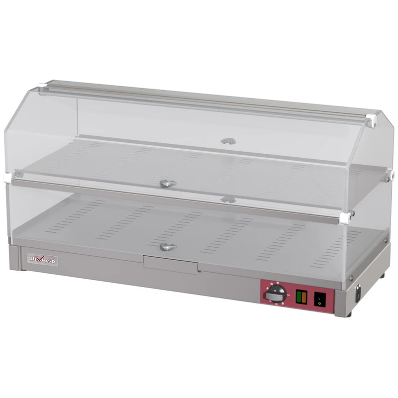 Theken-Warmhaltevitrine, 2 Etagen, 80 cm - mit Befeuchtung, WR-EVC2-68