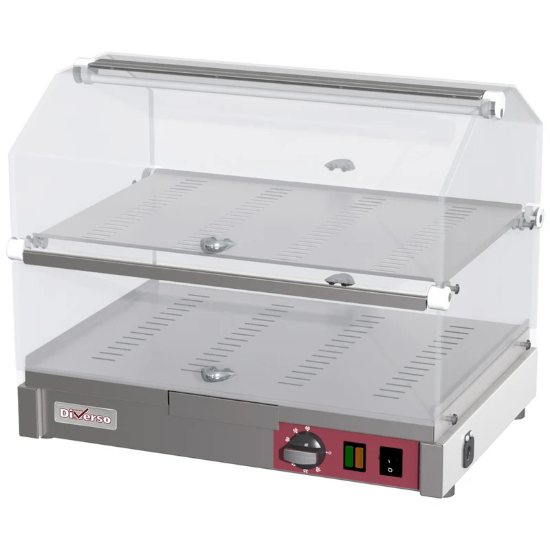 Professionelle Theken-Heizvitrine mit Befeuchtung, 2 Ebenen - 50 cm, WR-EVC2-65