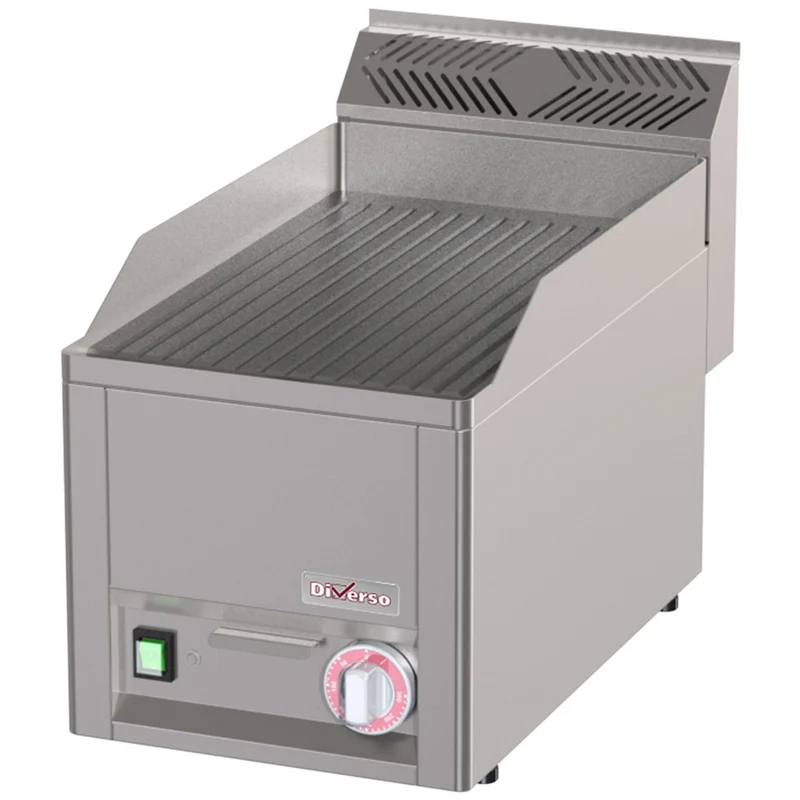 Profi Elektro-Grillplatte geriffelt , Gusseisen , Tischgerät 33cm, WR-EPRS-26
