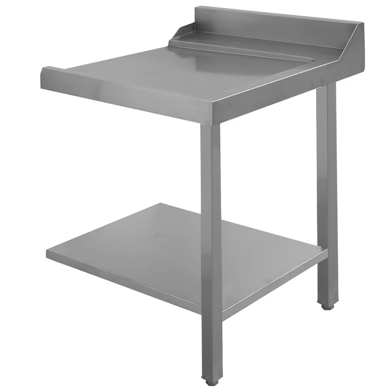 Edelstahl Anbautisch für Gewerbespülmaschinen, rechts – 80 cm, höhenverstellbar, DLA-D8