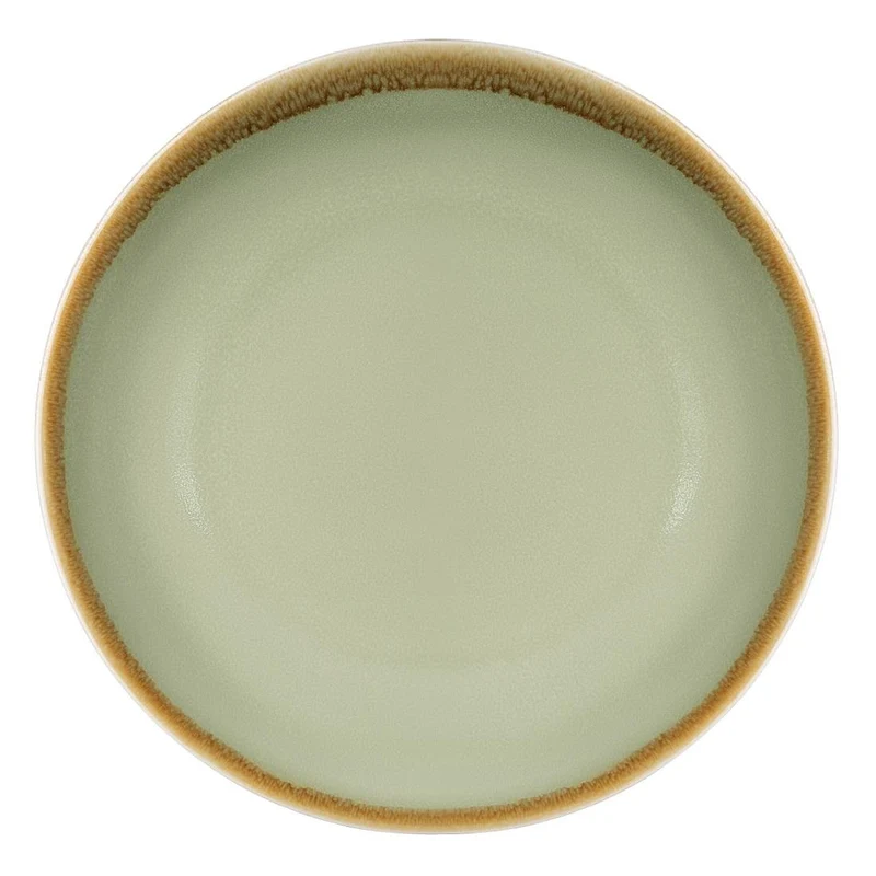 Coupe večerni krožniki mahovno zeleni 23cm | Olympia Kiln | Set 6 kosov | Ročno glaziran porcelan