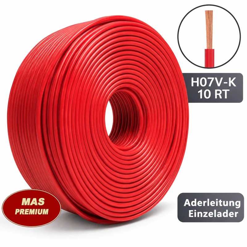 Aderleitung 10 mm², rot, flexibel, Premium
