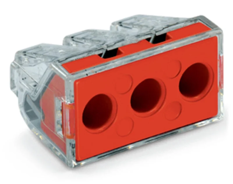 WAGO 773-173 PUSH WIRE Splicing Connector 3-Conductor 6 mm² Red - Pack of 50