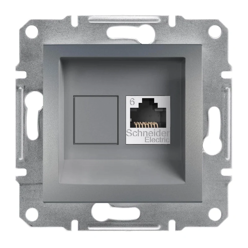 Schneider EPH4700162 Asfora RJ45 Cat.6 UTP Data Outlet Steel