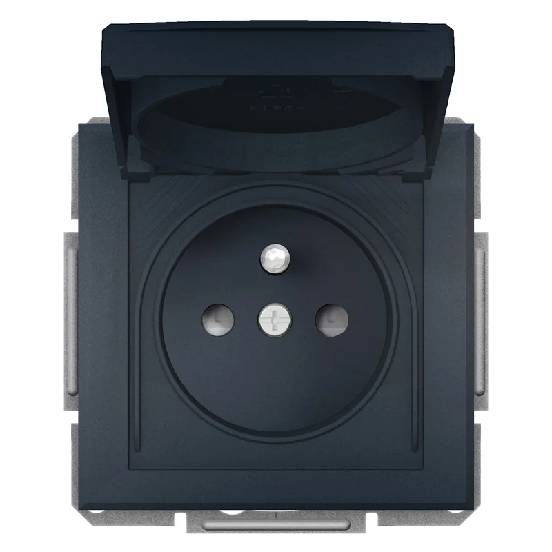 Schneider EPH2800671 Asfora Socket Outlet 2P+E IP44 Shutters Lid Anthracite