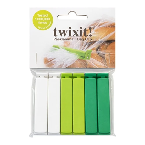 Sponke za vrečke | Twixit | 6 kosov | Različne barve, polipropilen | 6 cm