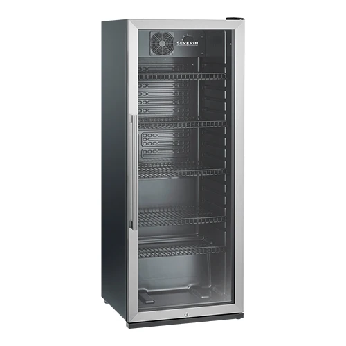 Pokončni hladilnik z zaklepanjem | Severin | 237 L, črn | Ventilatorsko hlajenje | 0 °C do 10 °C | 54.5 x 54 x V141 cm